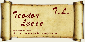 Teodor Lečić vizit kartica